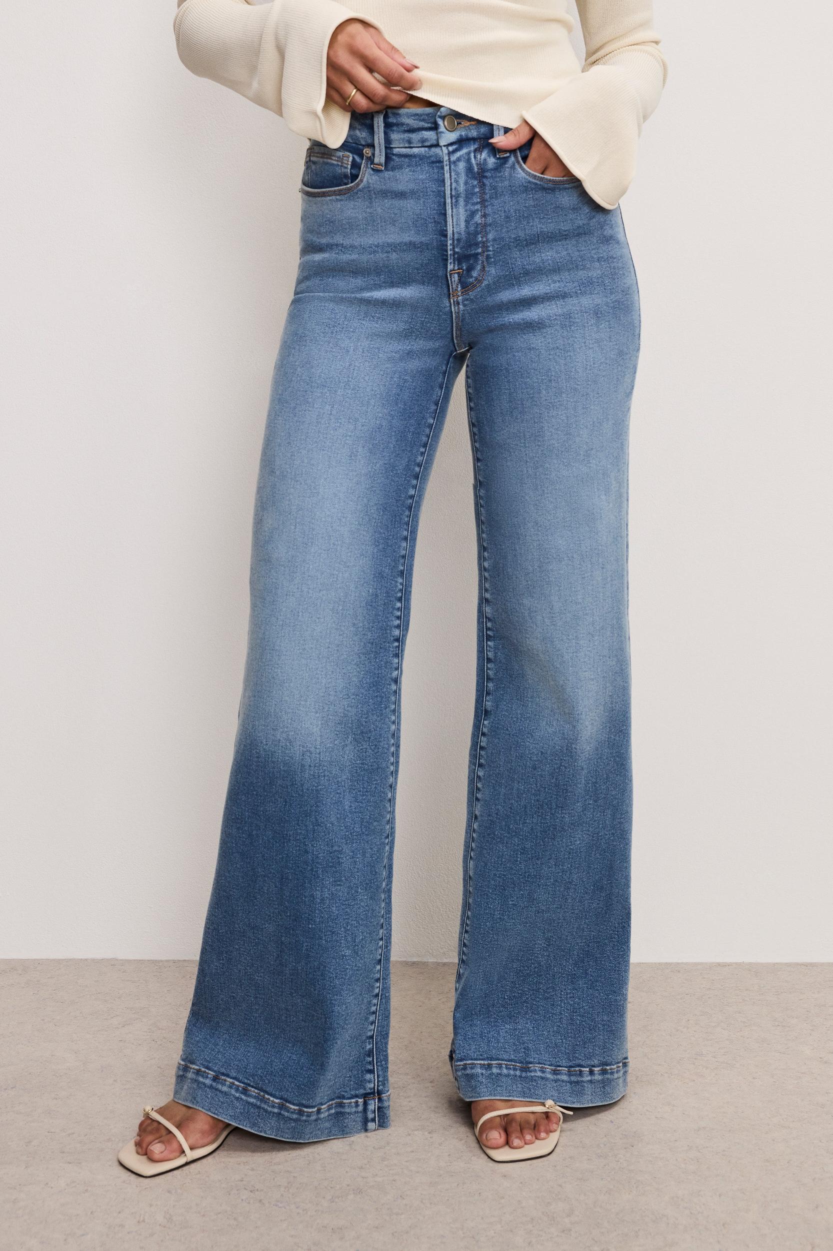 GOOD WAIST PALAZZO COMPRESSION JEANS | INDIGO837 Product Image