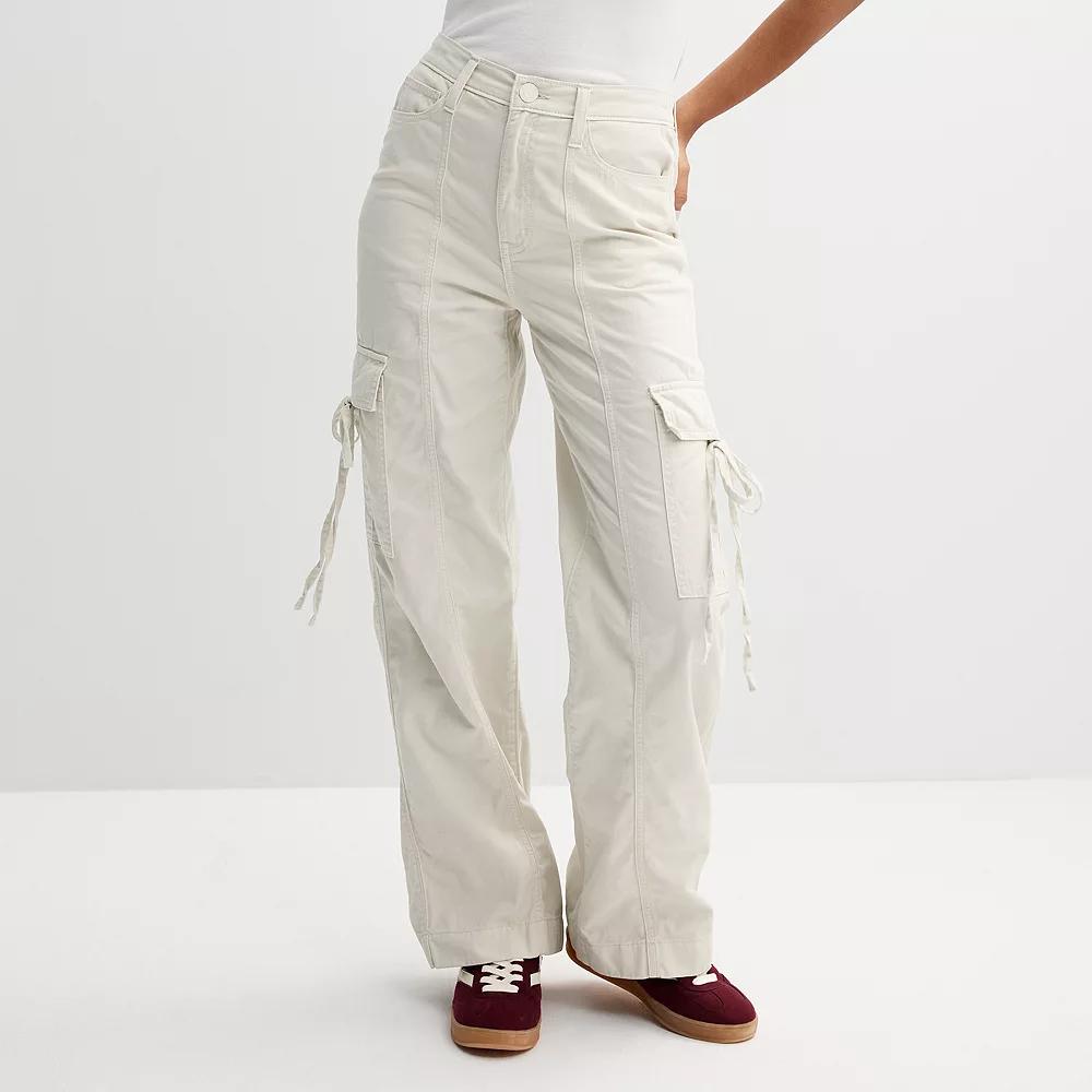 Juniors' SO® High Rise Bow Cargo Wide Leg Pants, Women's,  Product Image