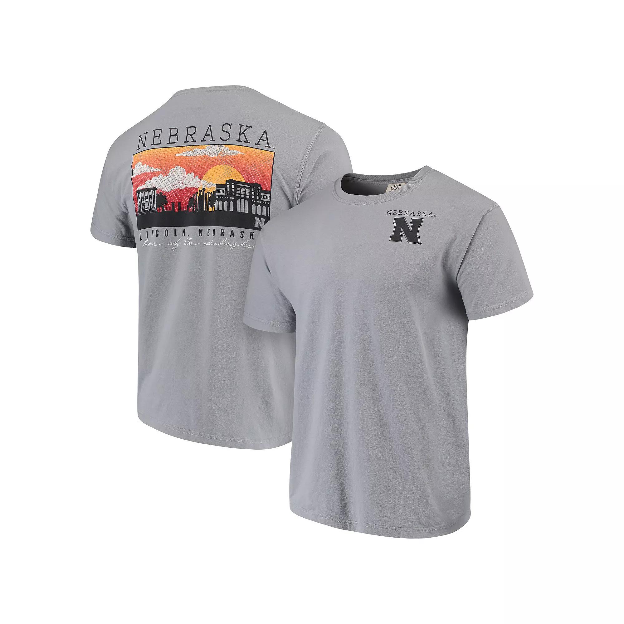 Mens Gray Nebraska Huskers Comfort Colors Campus Scenery T-Shirt Product Image