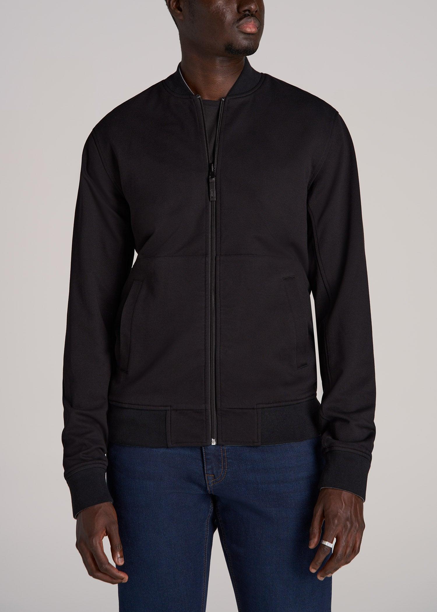 Reversible Bomber Jacket for Tall Men in Fossil Grey and Black Male Product Image