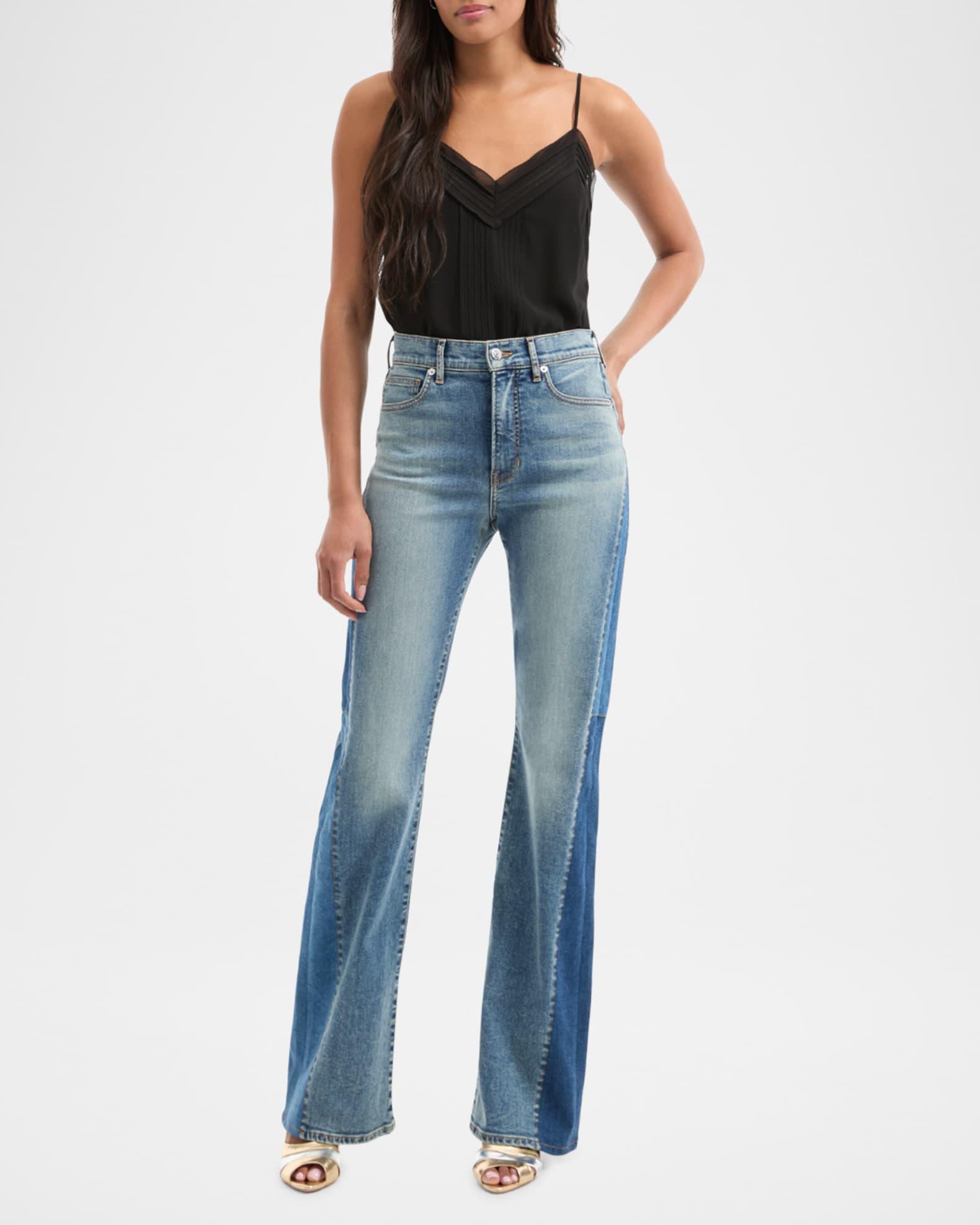 Beverly High-Rise Skinny Flare Patchwork Jeans Product Image