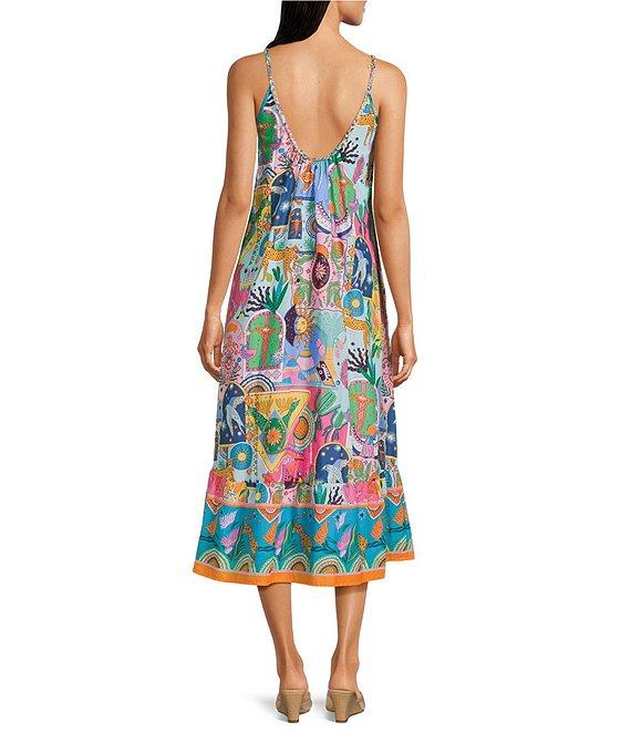 J.Marie Sloane Printed Scoop Neck Braided Midi Shift Dress Product Image