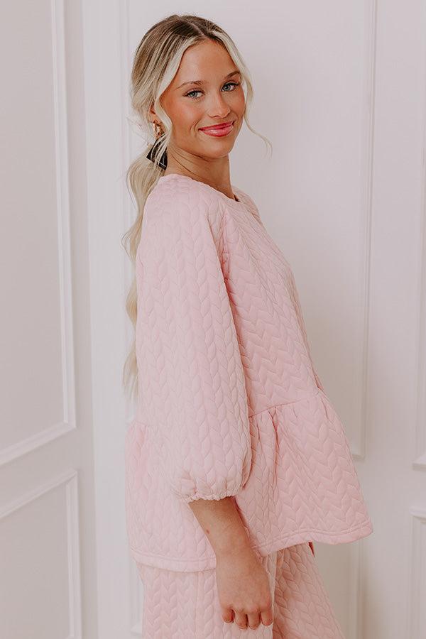 Chic A La Mode Knit Peplum Top in Pink Product Image