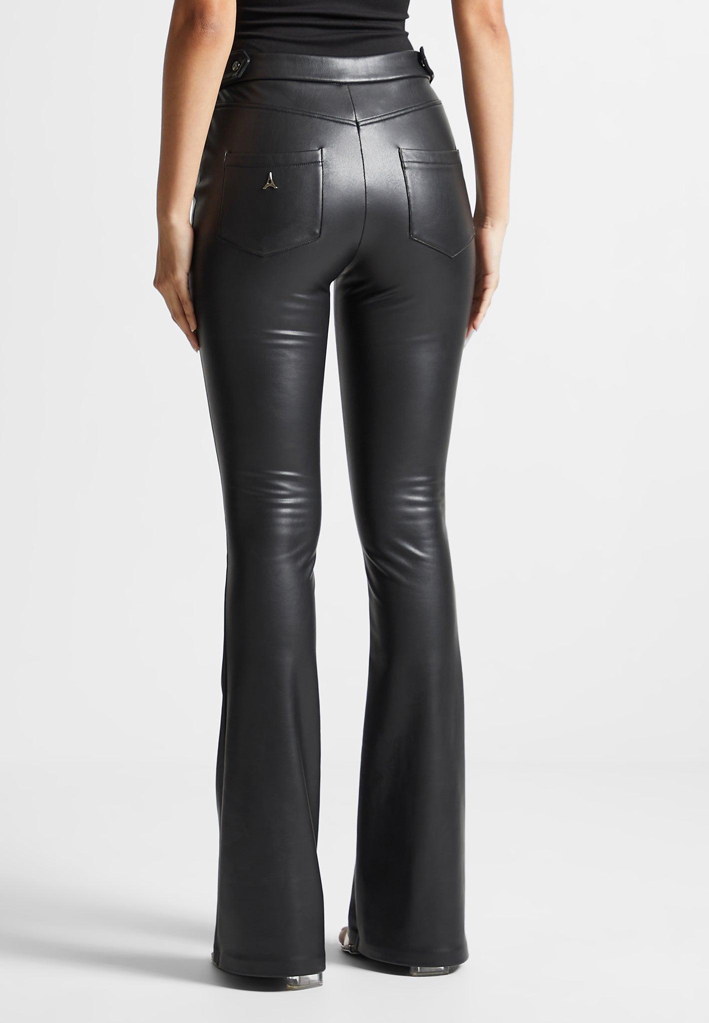 Leather Mini Flared Leggings - Black Female Product Image