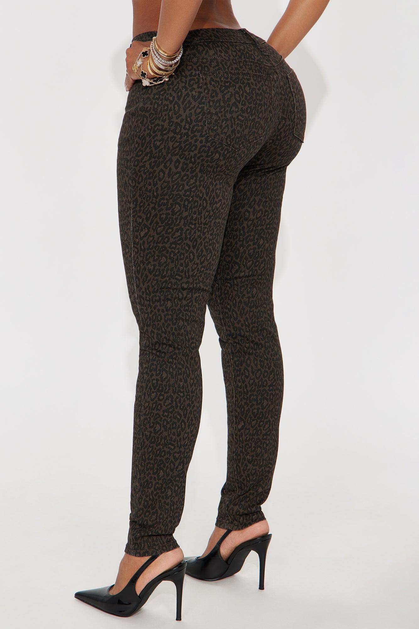Skinny Uniform Leopard Pants - Chocolate/Combo Female Product Image
