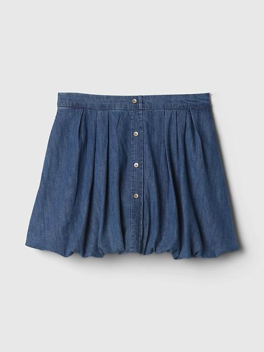 Denim Bubble Mini Skirt Product Image