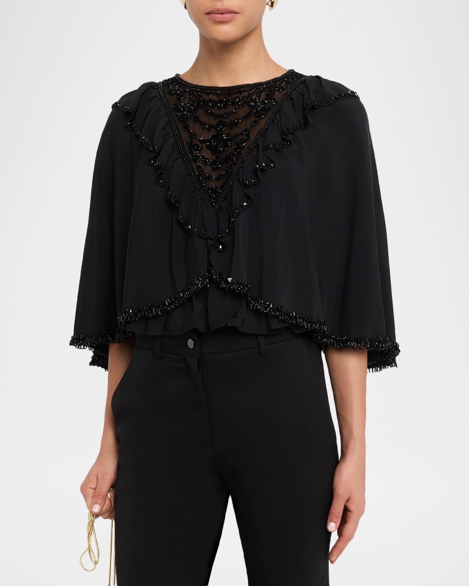 Shanna Beaded Lace Cropped Blouse Product Image