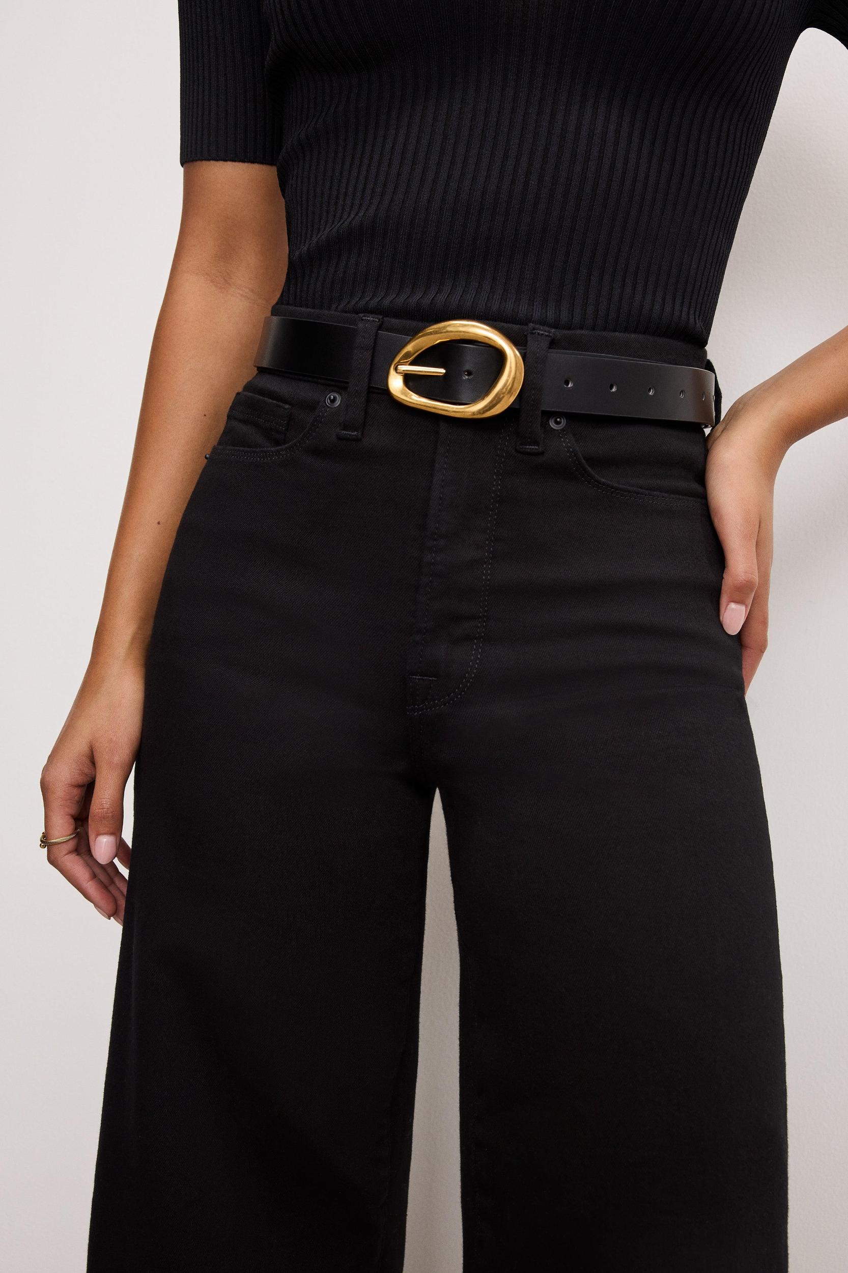 GOOD WAIST CROPPED PALAZZO NEVER FADE JEANS | BLACK001 Product Image