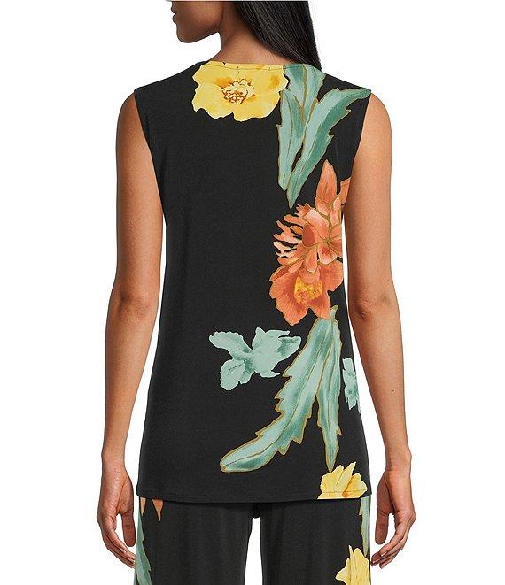 Eva Varro Coordinating Floral Motif Crew Neck Sleeveless A-line Top Product Image