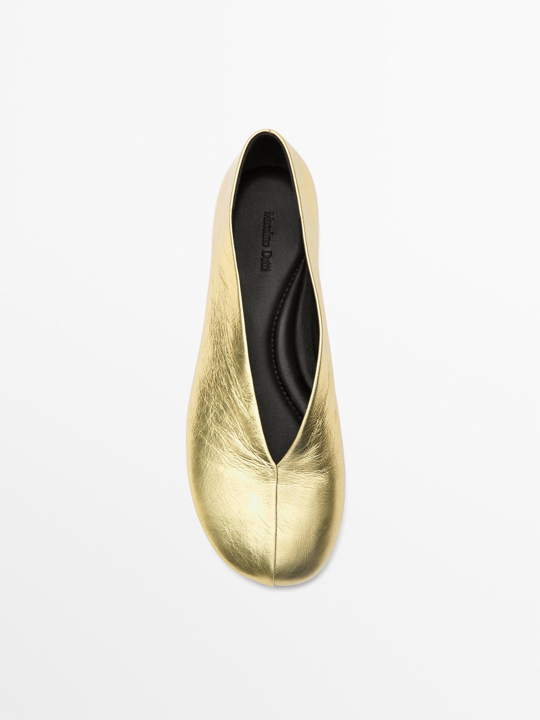 Metallic leather ballerinas Product Image