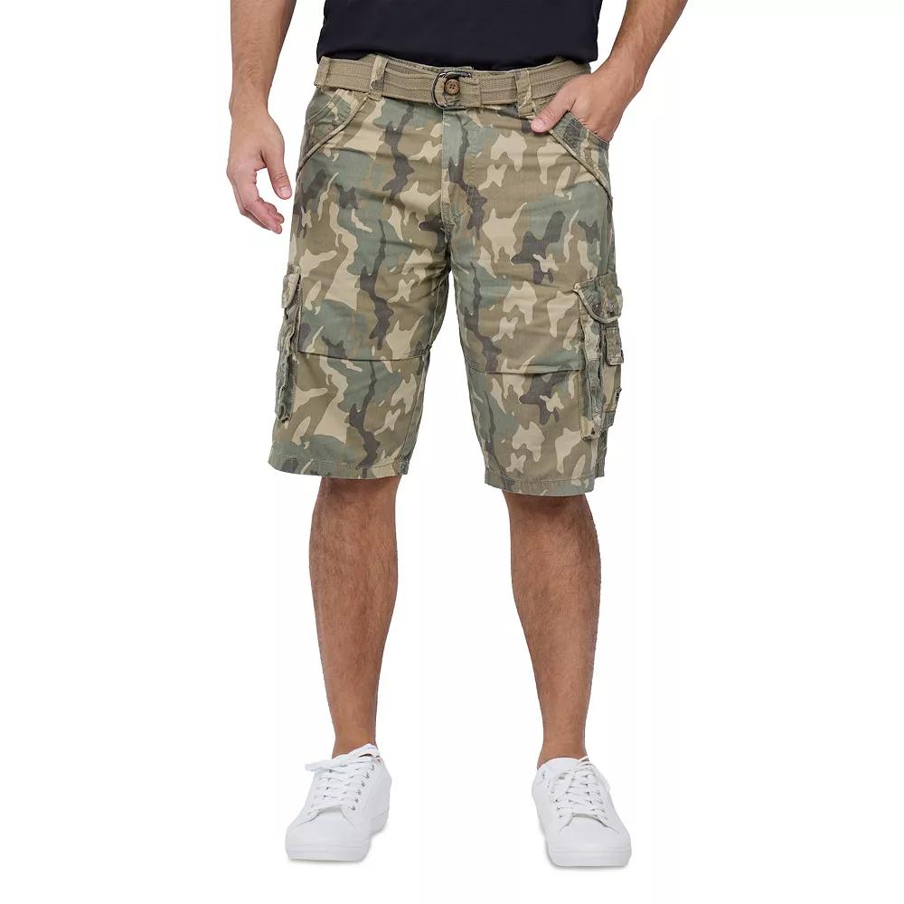 Mens Xray Belted Double-Pocket Bermuda Cargo Desert Green Product Image