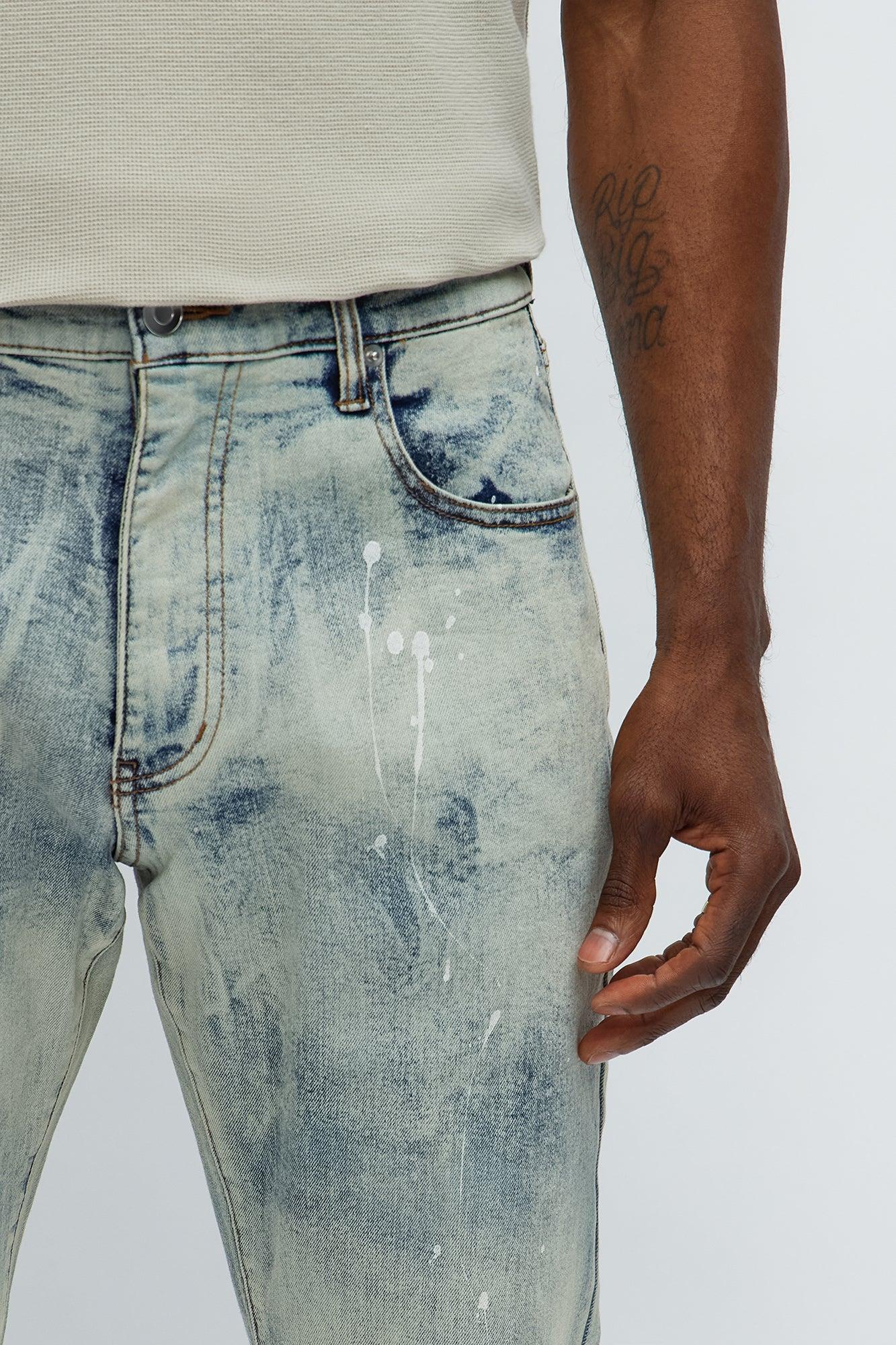 Skinny Metro Bleached Jeans - Bleach Blue Wash Male Product Image