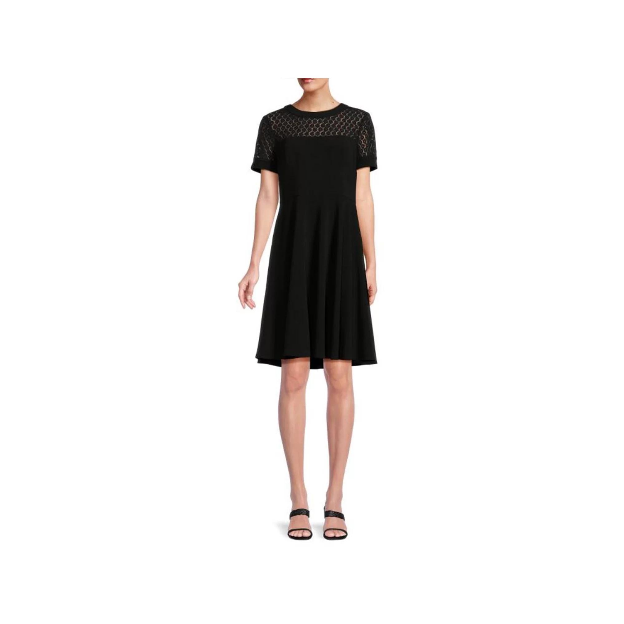 Women's Focus By Shani Fit & Flare Crepe & Lace Dress,  Product Image
