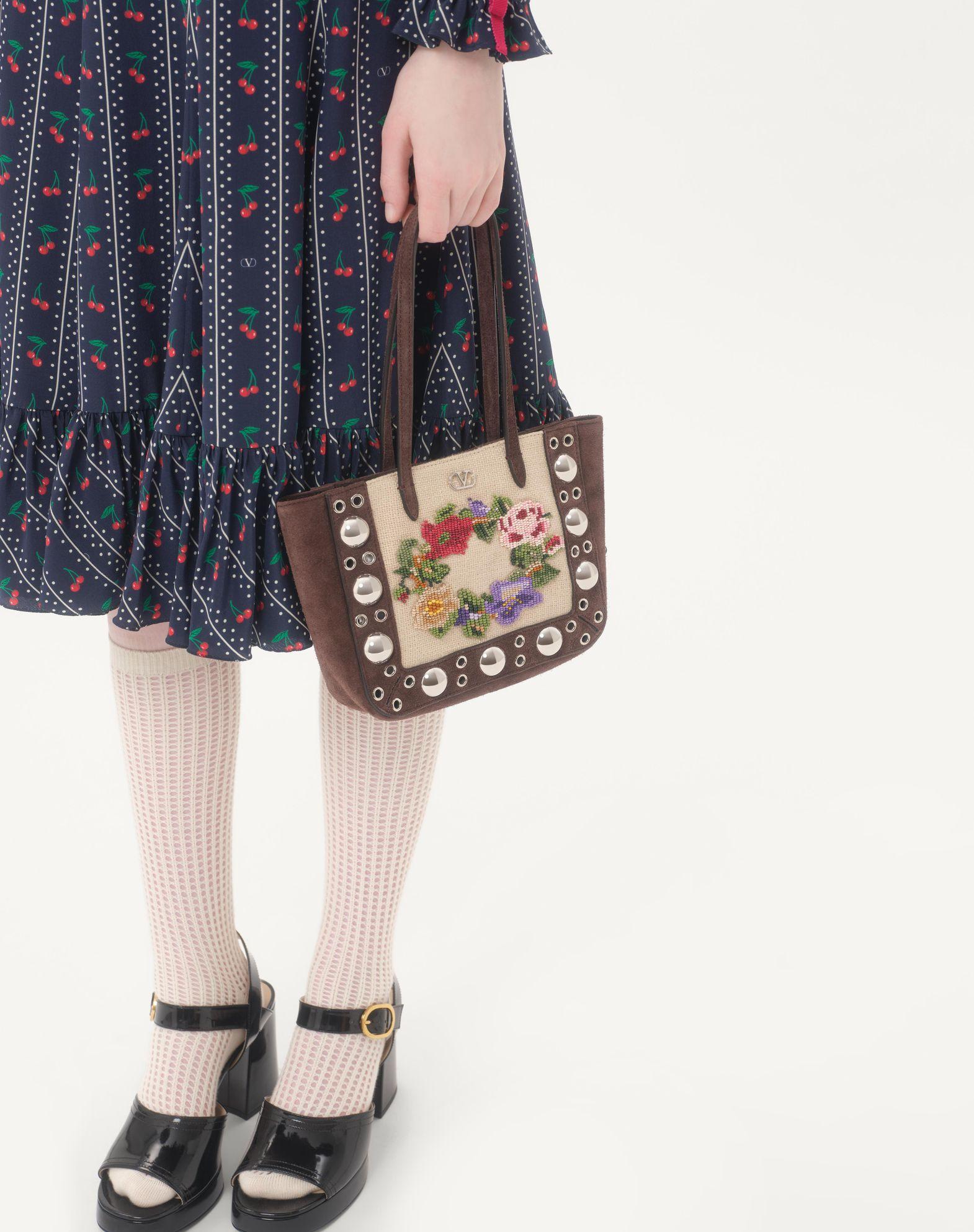 Valentino Garavani Nellcôte Mini Embroidered Shopping Bag Product Image