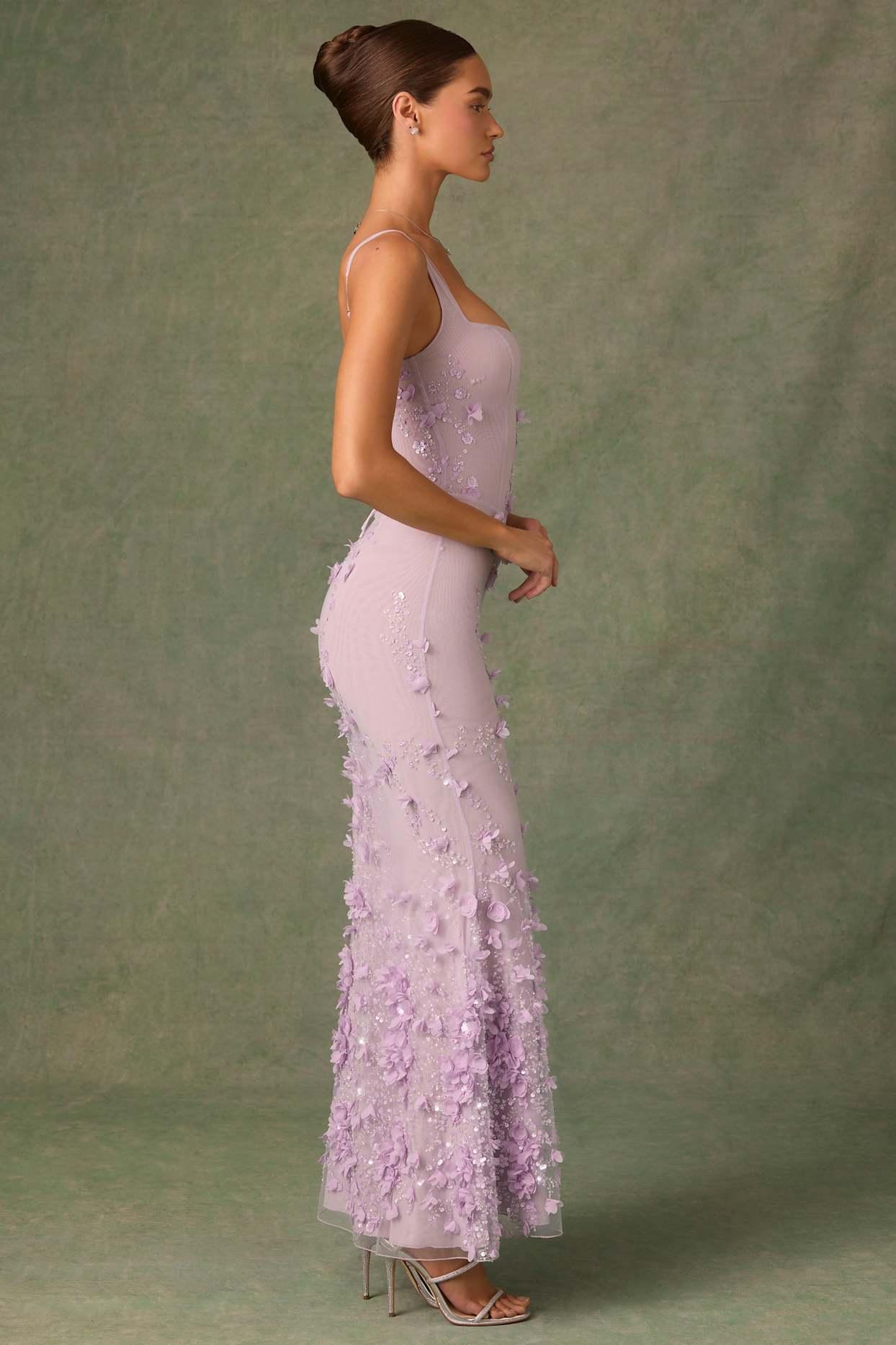 Embellished Fishtail Corset Gown in Lilac Product Image
