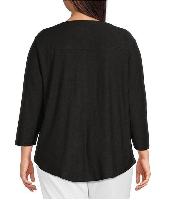 Westbound Plus Size Knit 3/4 Sleeve Crew Neck Tee Shirt Product Image