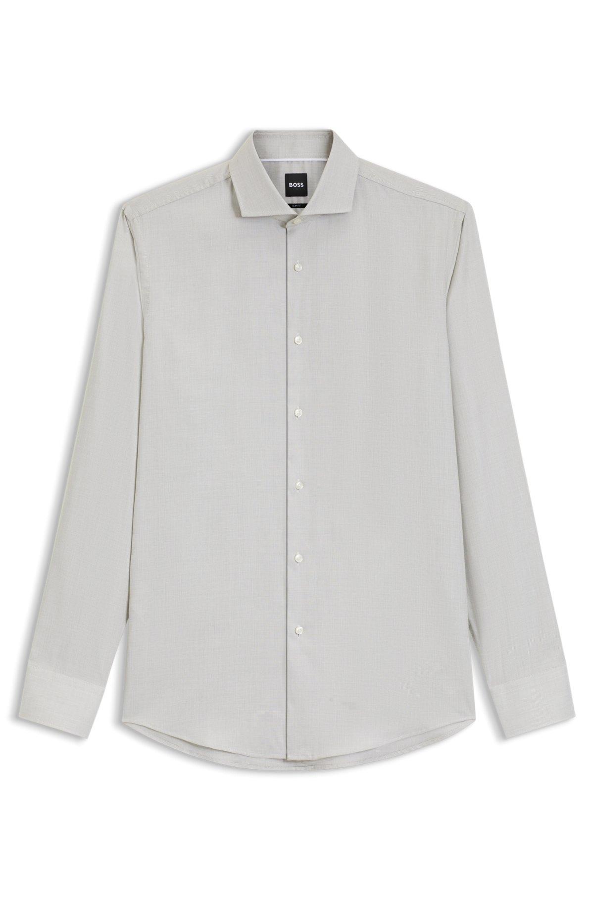 Slim-fit shirt in a structured cotton blend Product Image