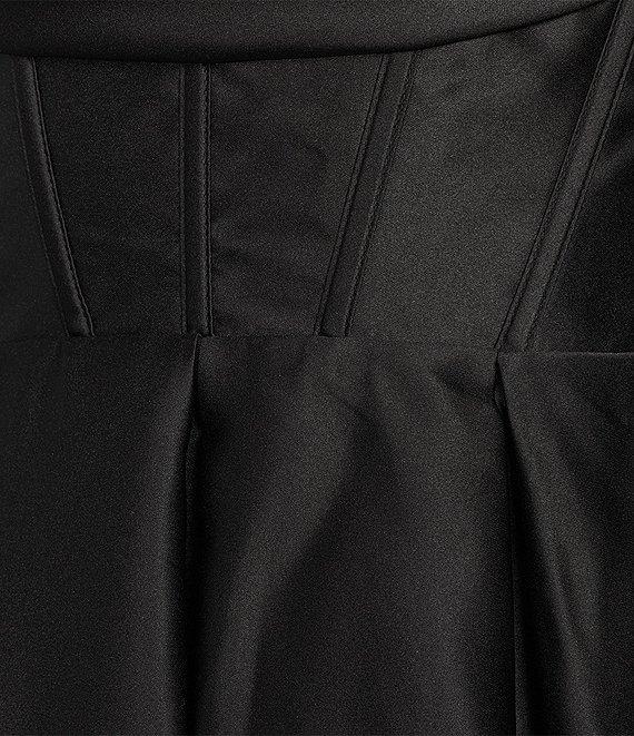 Blondie Nites Spaghetti Strap Sweetheart Drape Corset Satin Dress Product Image