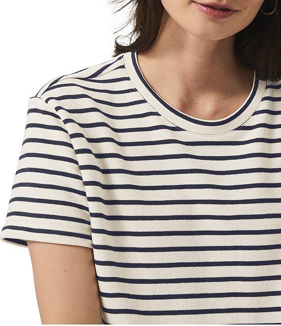 Splendid Whitney Terry Knit Stripe Print Crew Neck Short Sleeve Tee Shirt Product Image