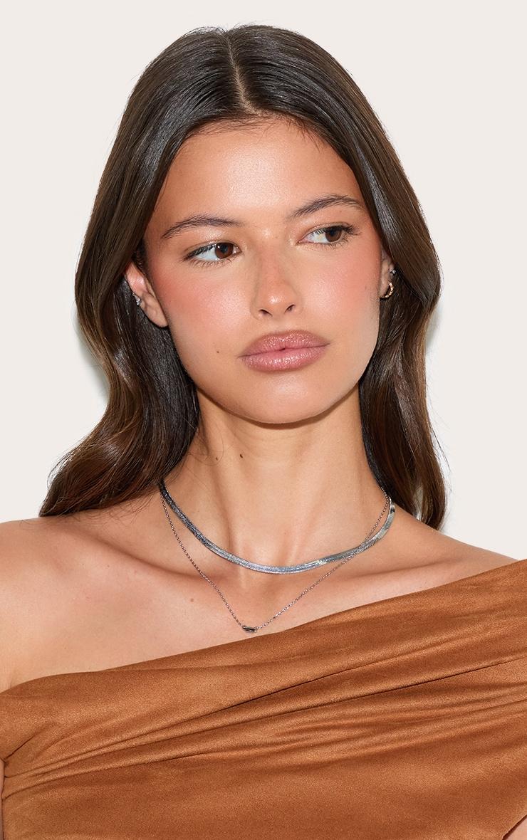 Silver Mini Diamante Layered Necklace Product Image