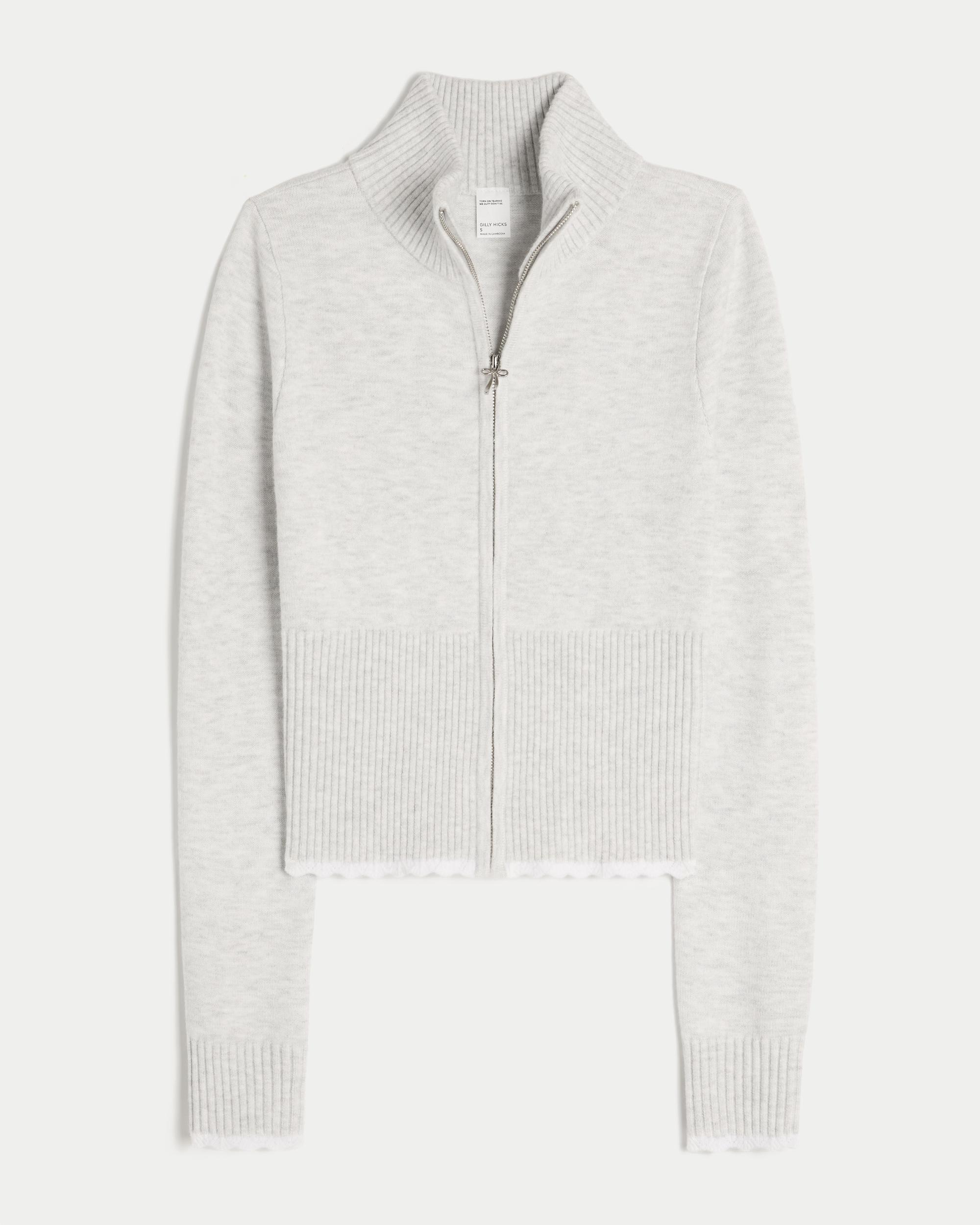 Gilly Hicks Scallop Hem Zip-Up Sweater Product Image