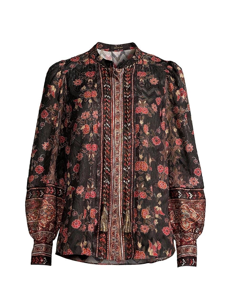 Womens Laurena Semi-Sheer Floral Blouse Product Image