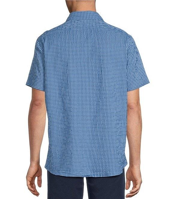 Cremieux Blue Label Gingham Seersucker Performance Short Sleeve Button Front Woven Shirt Product Image