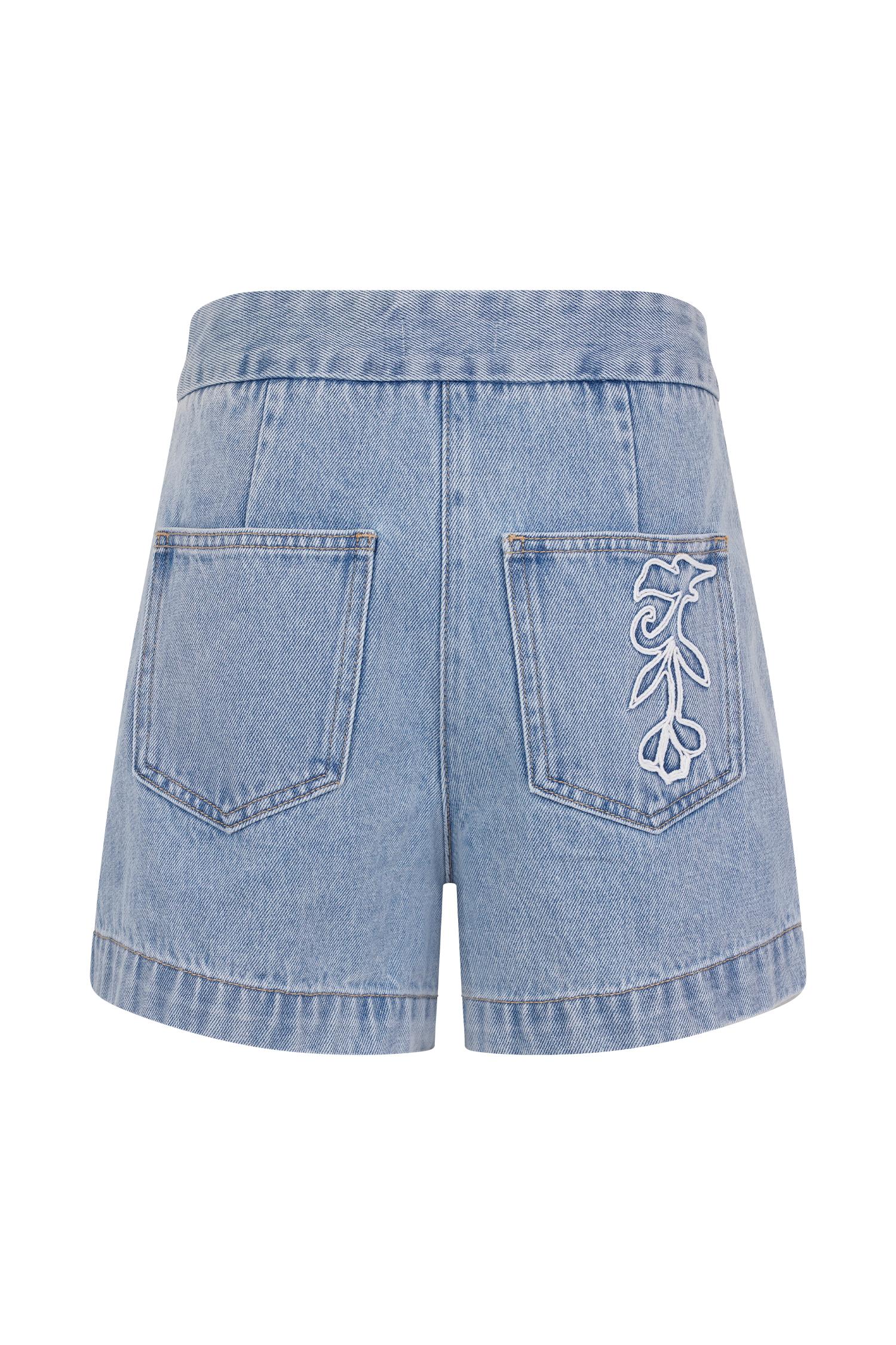 Kylee Embroidered Shorts - Mid Blue Product Image