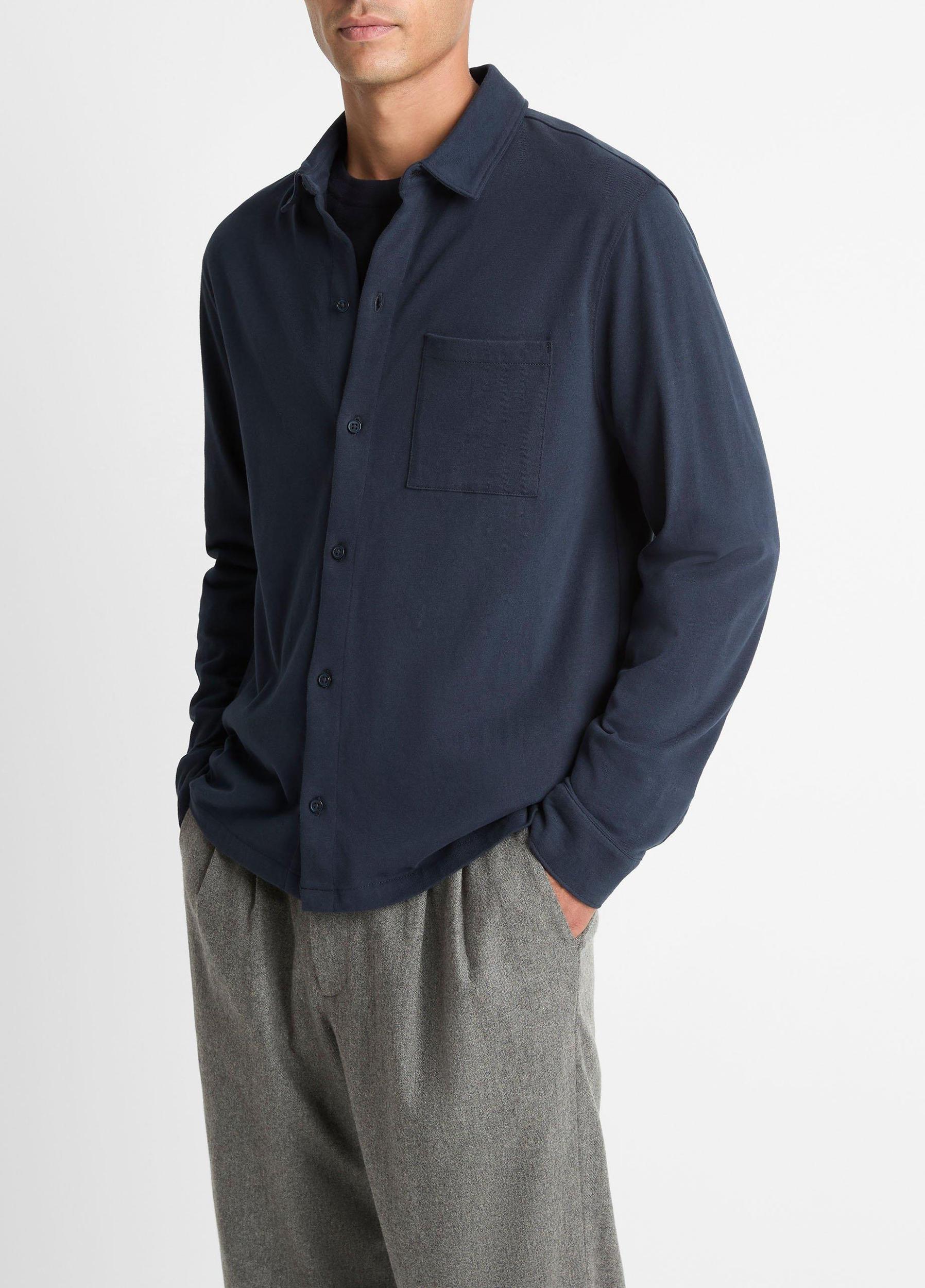 Sueded Cotton Jersey Button-Front Shirt Product Image