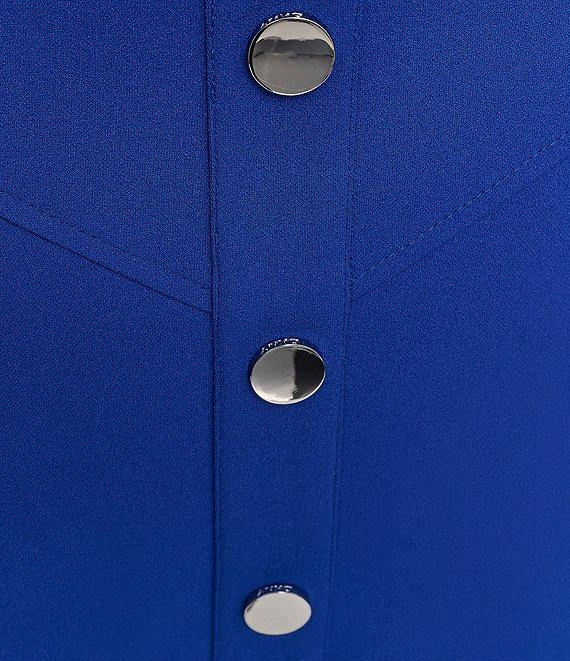 DKNY by Donna Karan Scuba Crepe Point Collar Neck Sleeveless Shirt Mini Dress Product Image