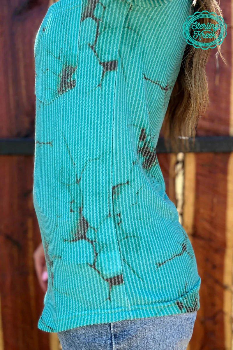 Sterling Kreek Turquoise Herd V-Neck Top Product Image