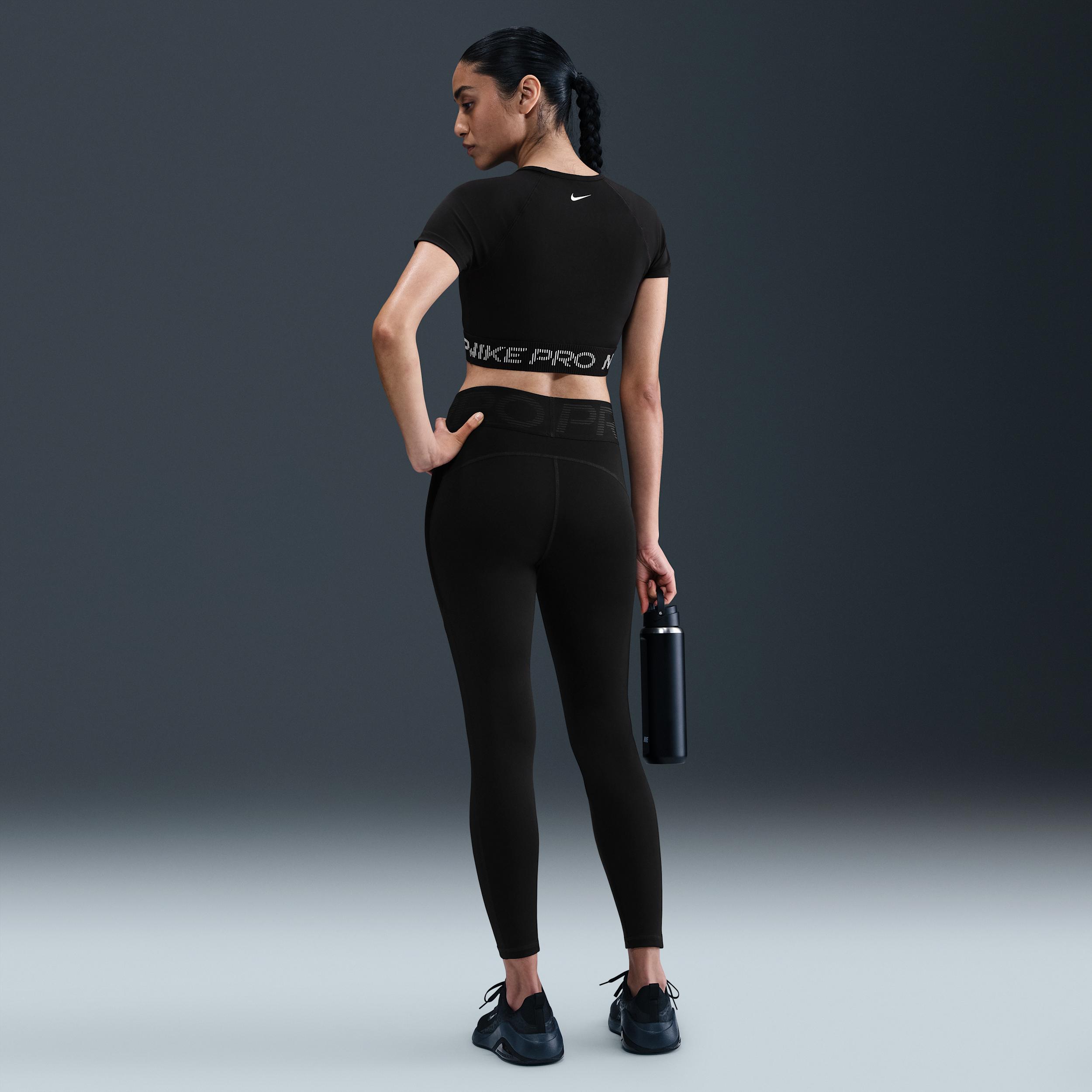 Womens Nike Pro Dri-FIT Short-Sleeve Cropped Graphic Top | HV3673-010 Product Image