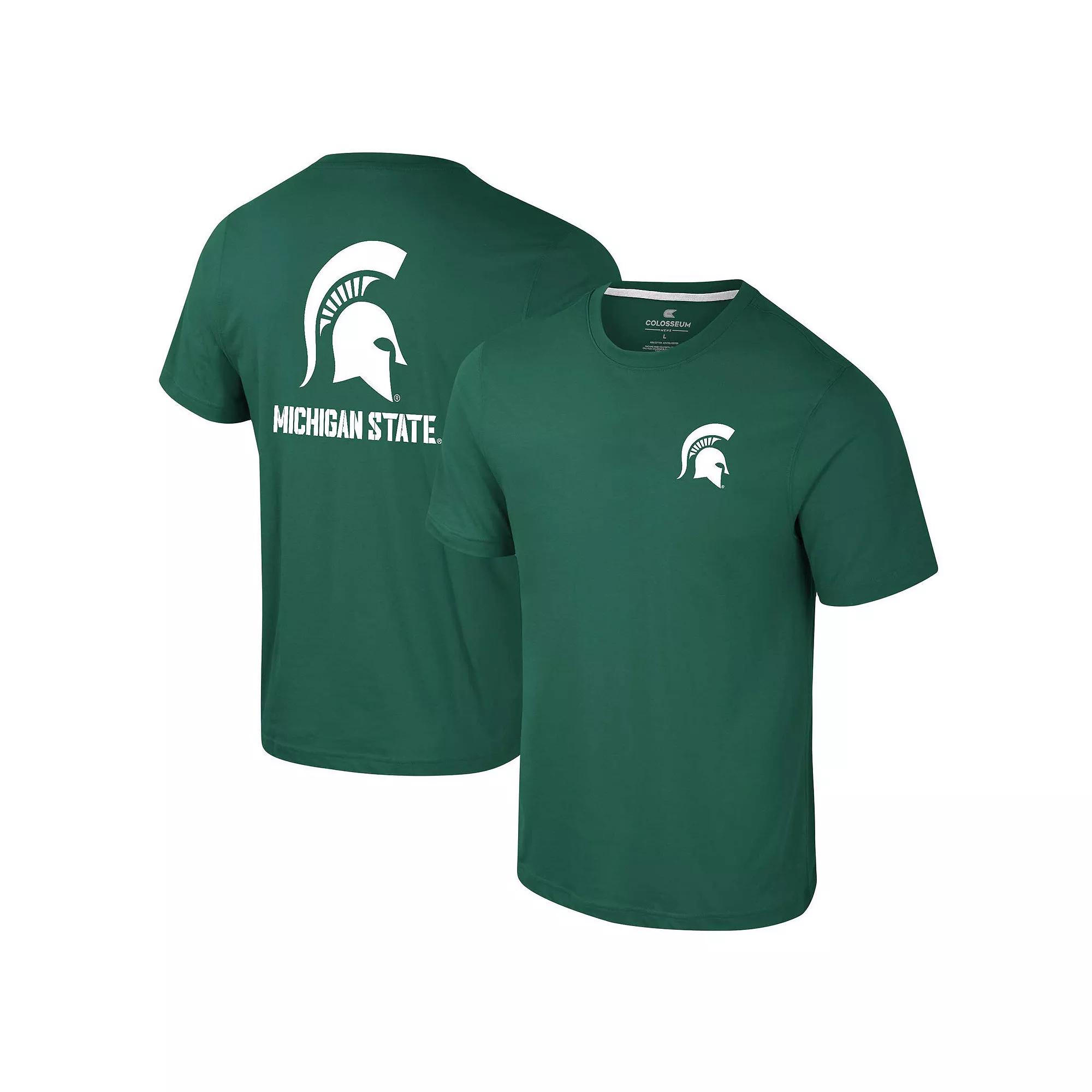 Men's Colosseum Green Michigan State Spartans Logo Lockup 2-Hit Active Blend T-Shirt,  Product Image