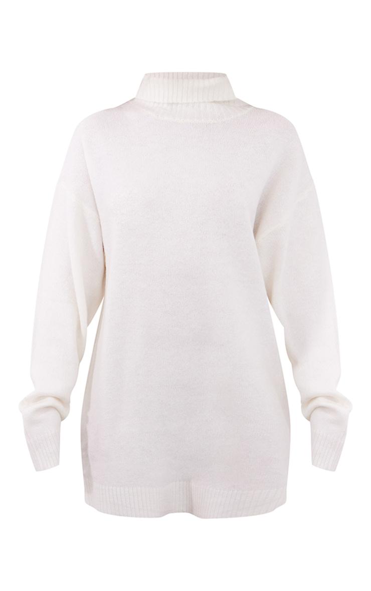 Petite Oatmeal Knitted Slouchy Sweater Dress Product Image