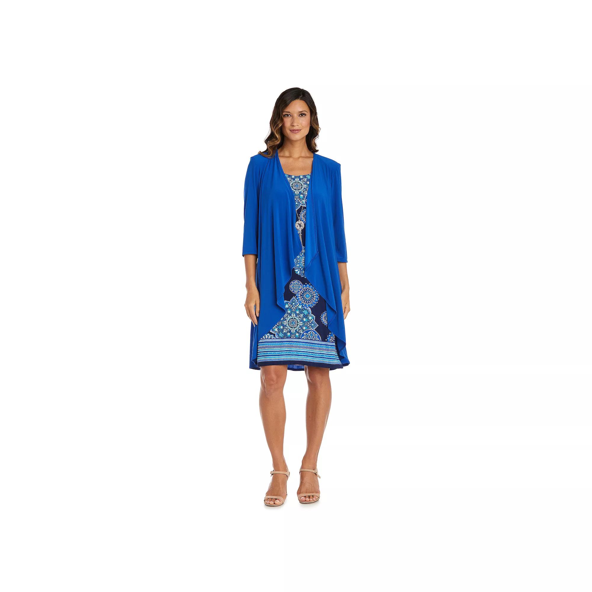 Women's R&M Richards 2-pc. Print Sleeveless Sheath Dress & Cardigan Set, Size: 12, Blue Royal Product Image