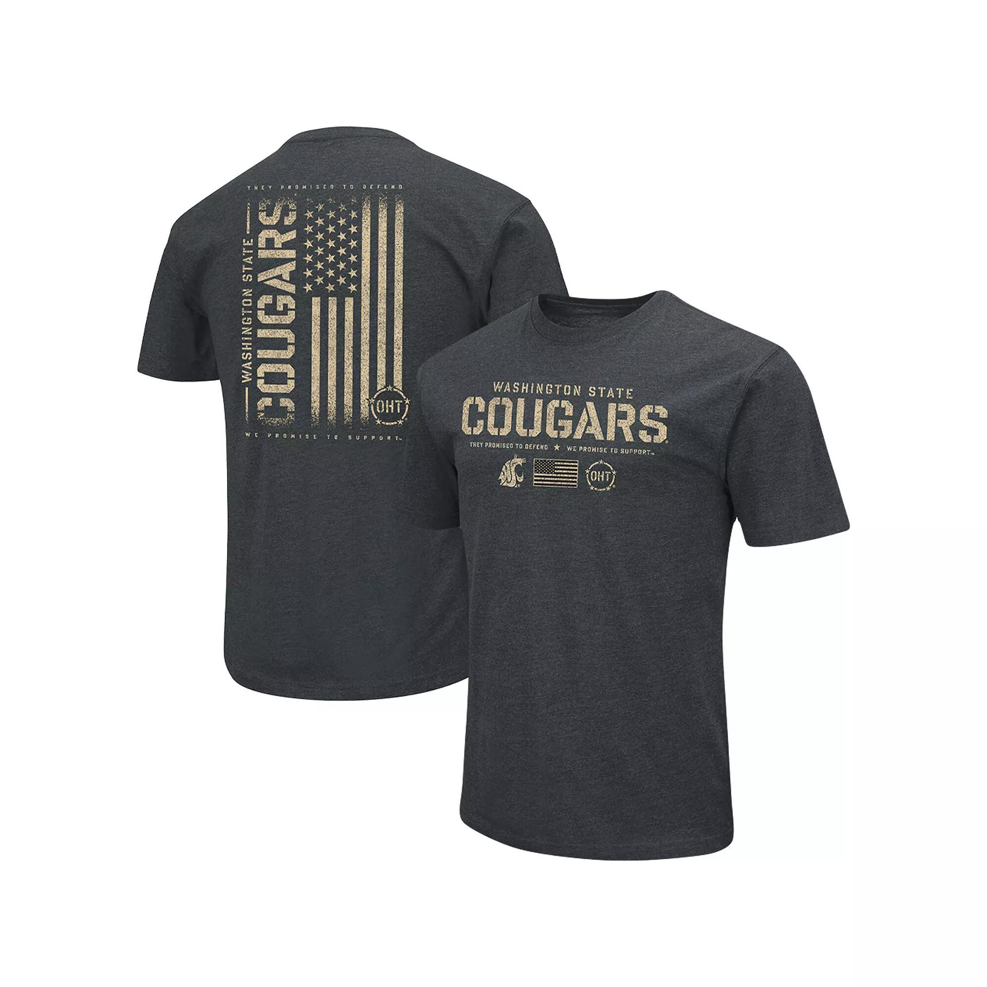 Men's Colosseum Heathered Black Washington State Cougars OHT Military Appreciation Flag 2.0 T-Shirt, Size: Medium, Wsc Charco Product Image