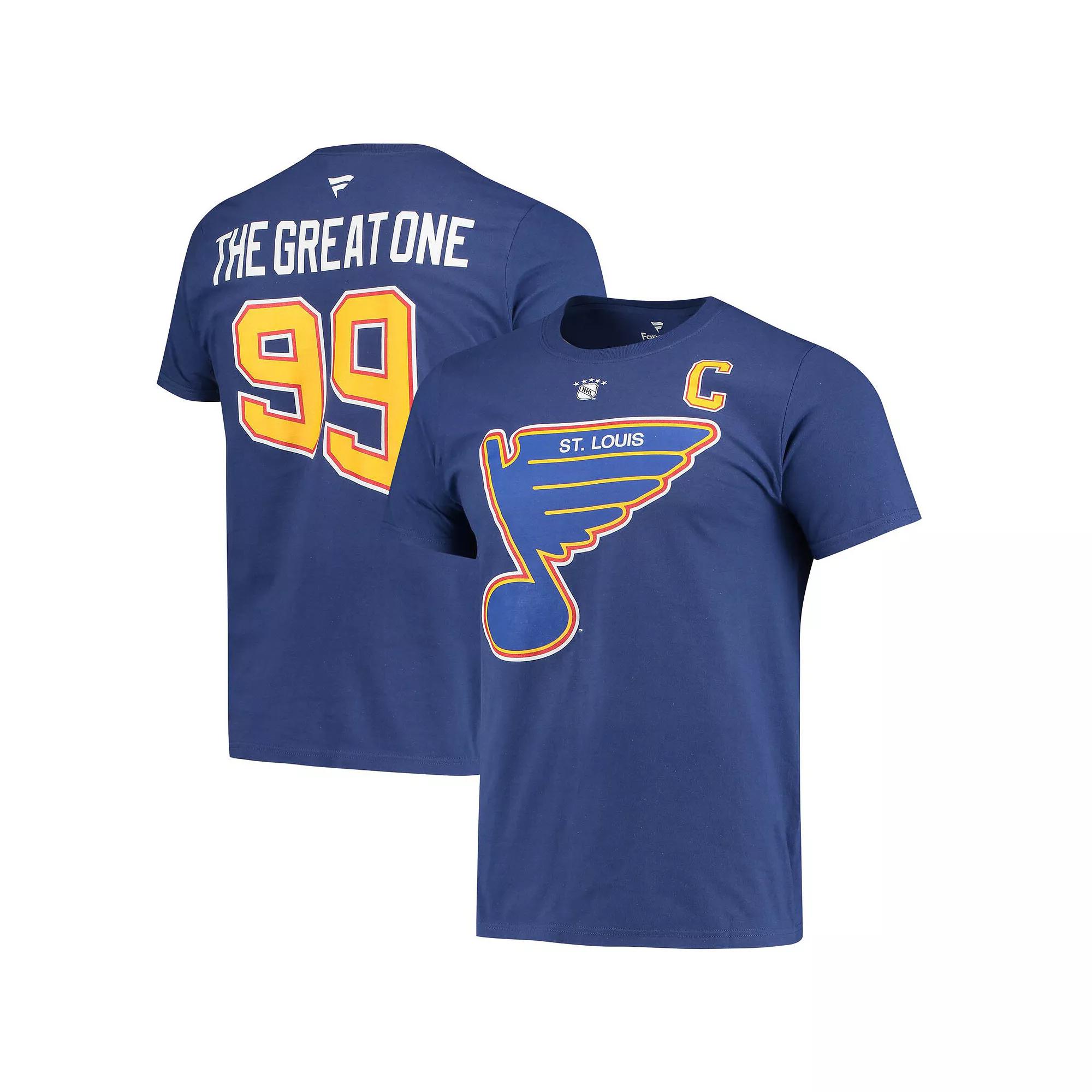 Men's Fanatics Branded Wayne Gretzky Blue St. Louis Blues Authentic Stack Retired Player Nickname & Number T-Shirt, Size: Large Product Image