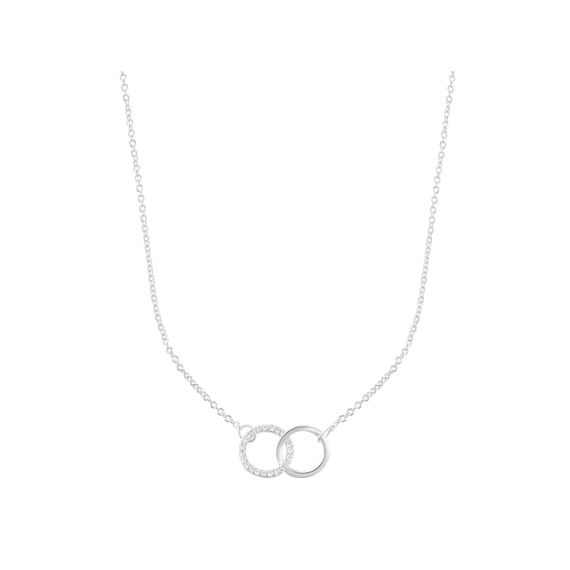 Adornia Cubic Zirconia Interlocking Circle Necklace, Womens Silver Tone Product Image