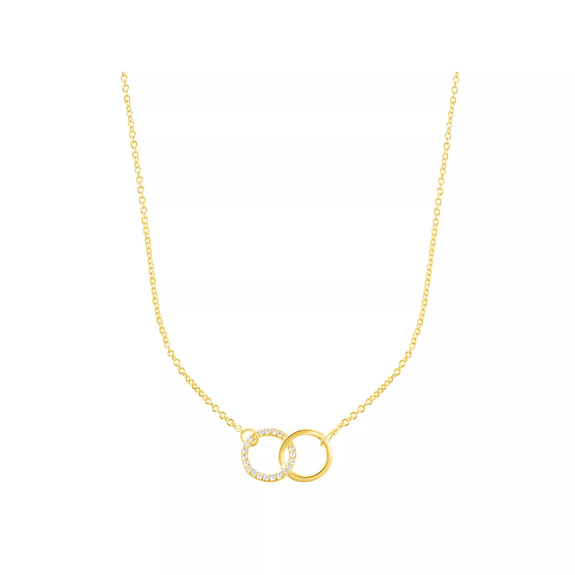 Adornia Cubic Zirconia Interlocking Circle Necklace, Womens Gold Tone Product Image