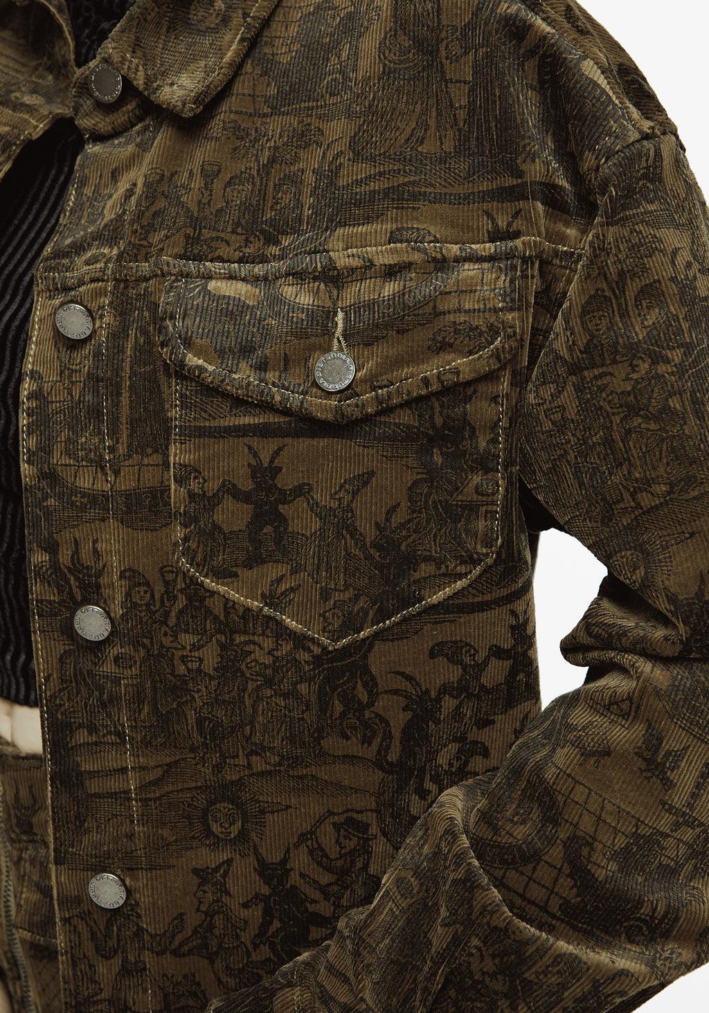 Diabolical Cord Woodcut Print Crop Shacket Product Image