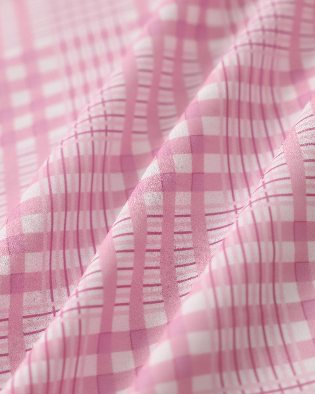 Pink Plaid V-Neck Midi Dress Product Image