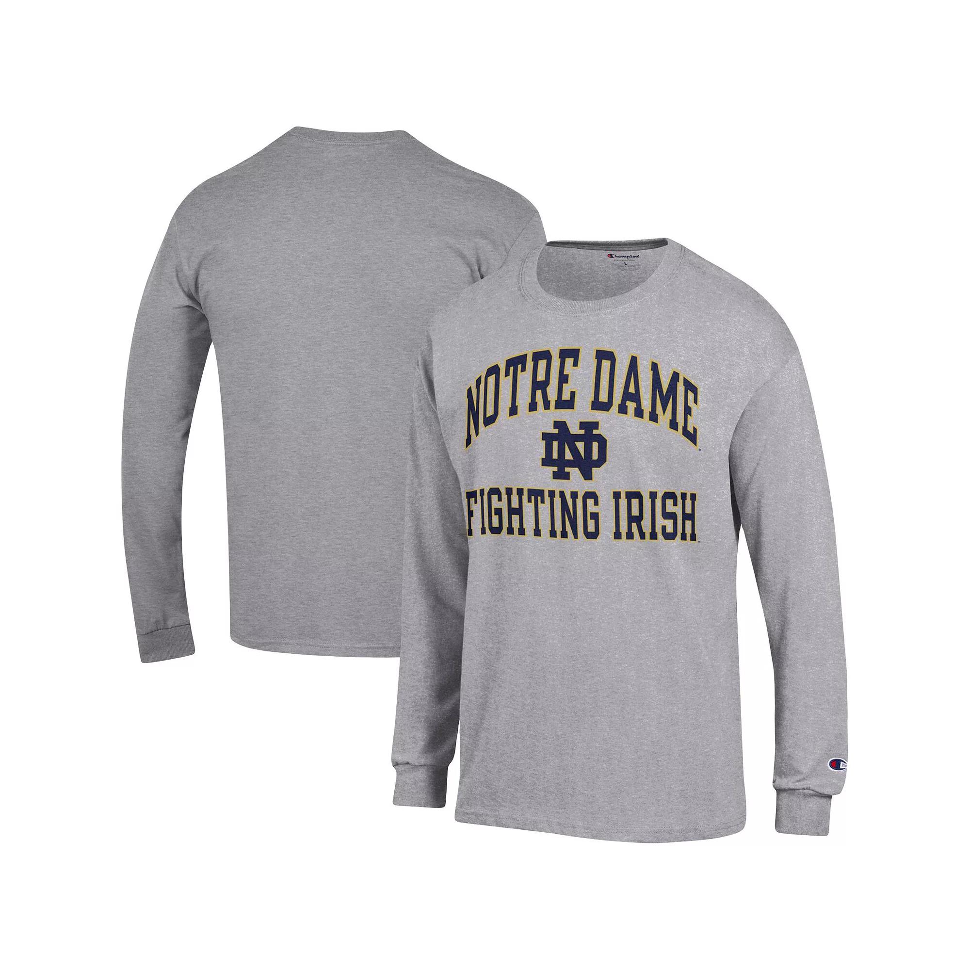 Men's Champion Heather Gray Notre Dame Fighting Irish High Motor Long Sleeve T-Shirt, Size: 2XL, Grey Product Image