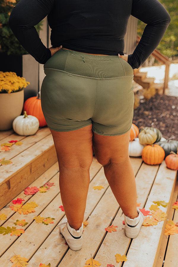 Strive For Greatness High Waist Shorts In Olive Curves Product Image