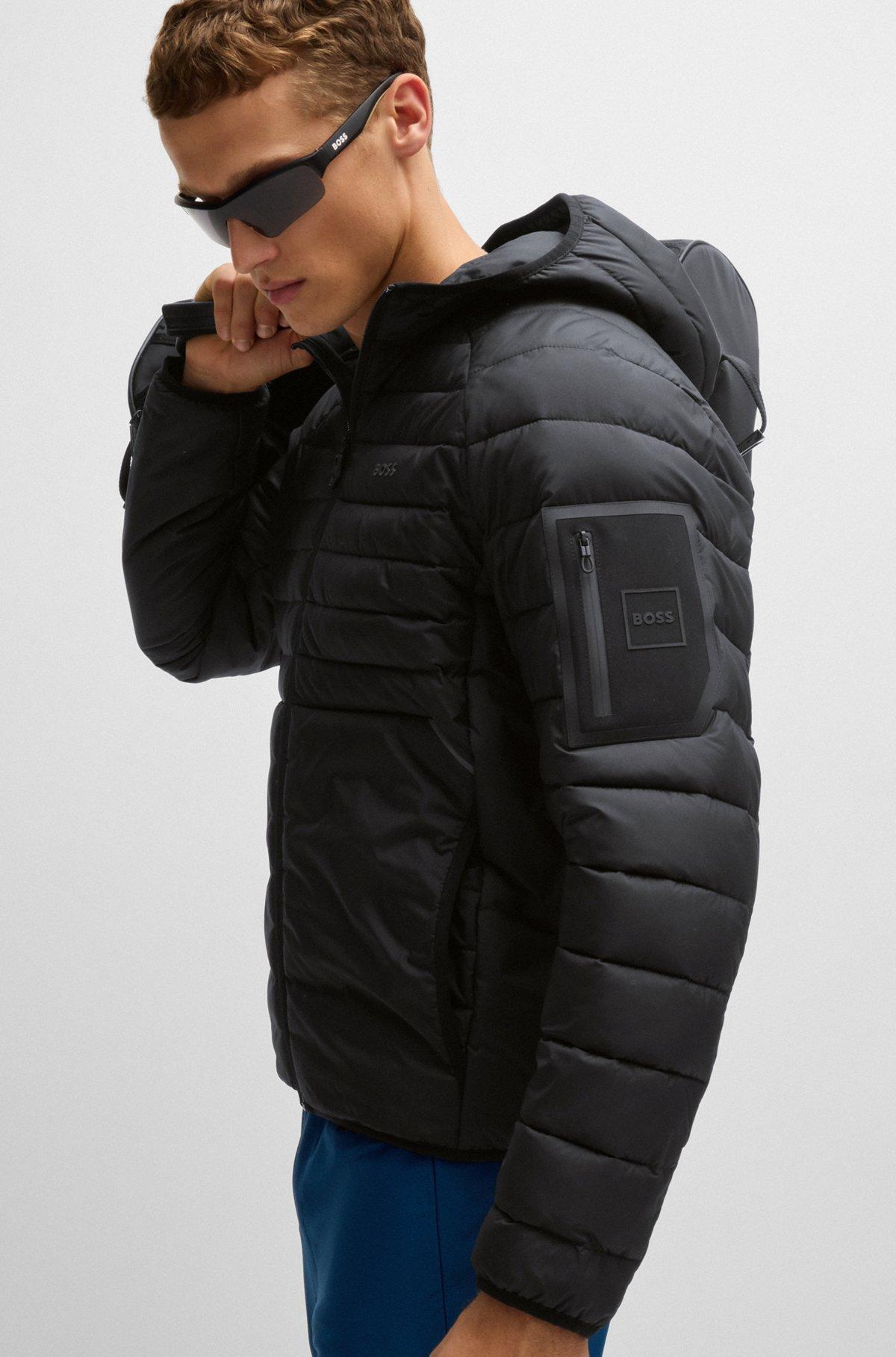 BOSS - Water-repellent padded jacket with decorative reflective details - Black Product Image