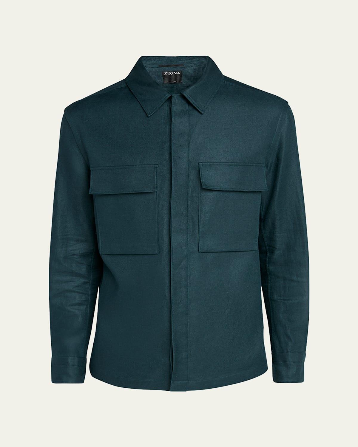 Men's Wool Logo Stamp Full-Zip Shirt Jacket Product Image