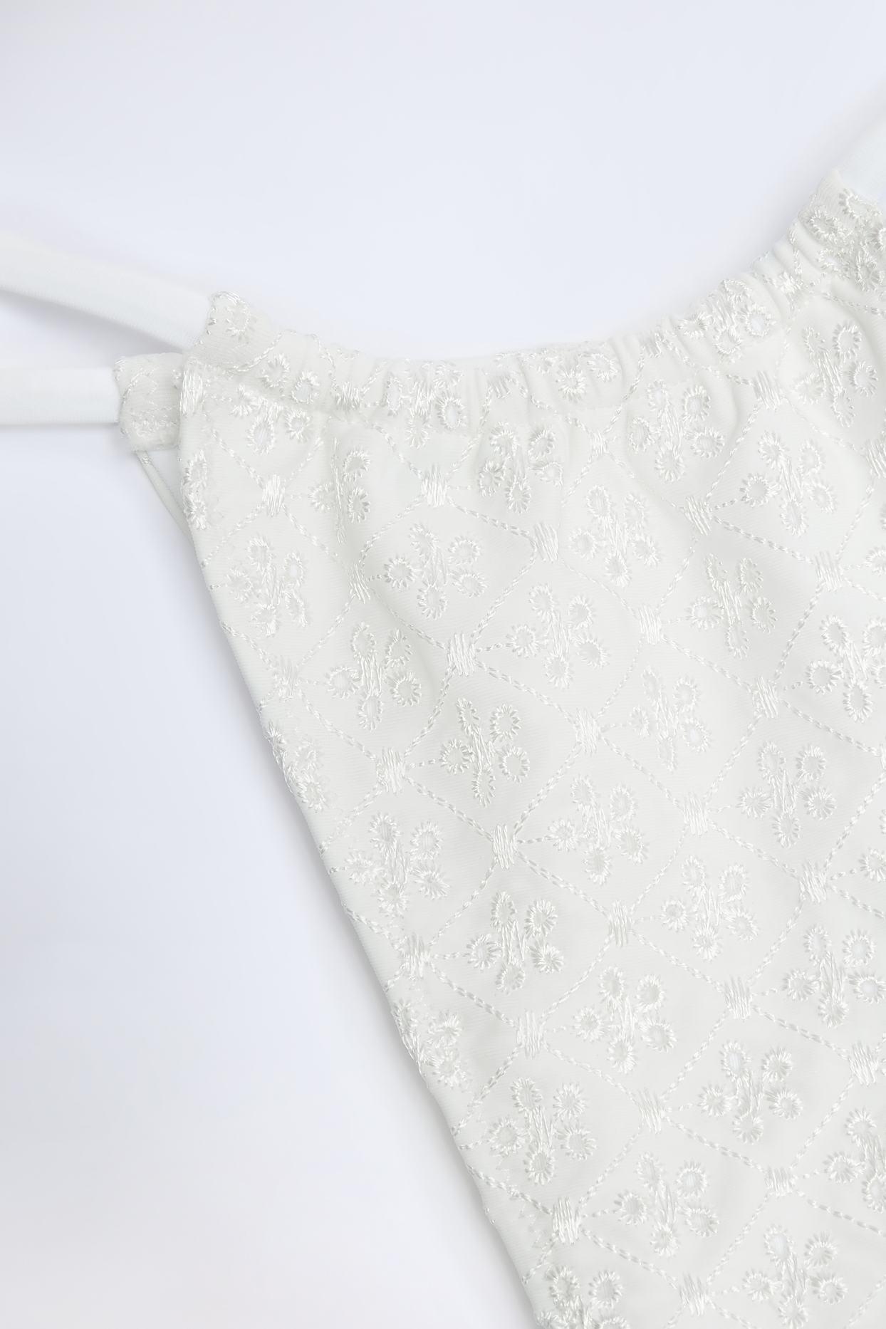 Broderie Anglaise Drawstring Bikini Bottoms in White Product Image