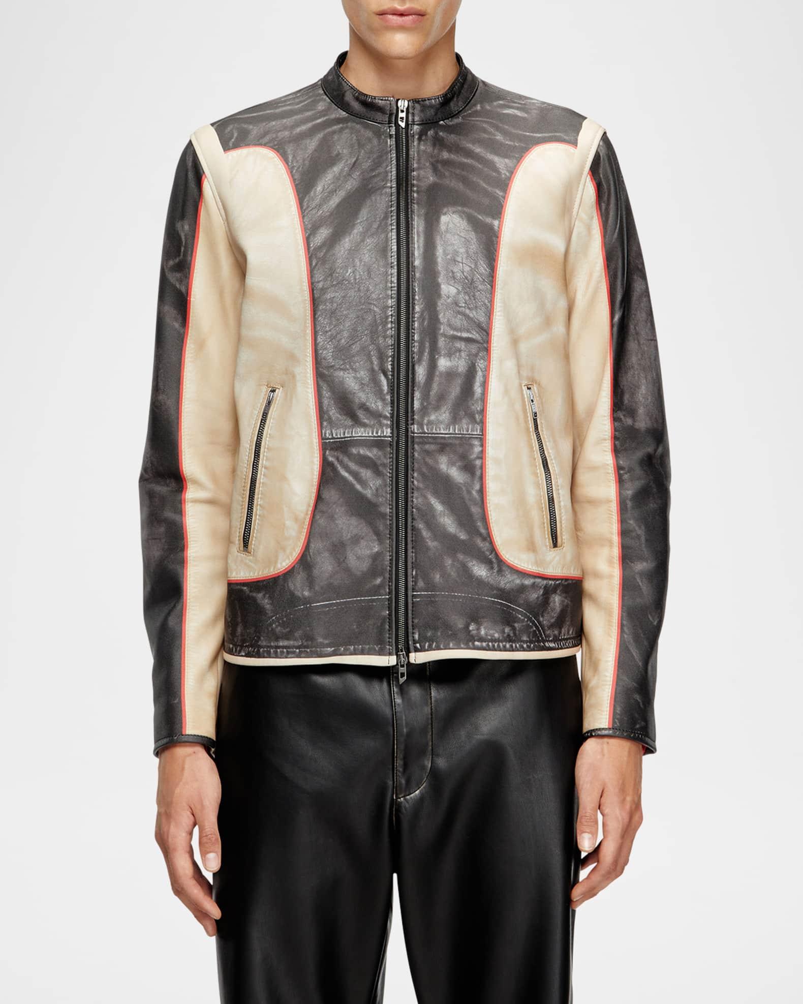 Men's L-Evert Leather Color Block Moto Jacket Product Image