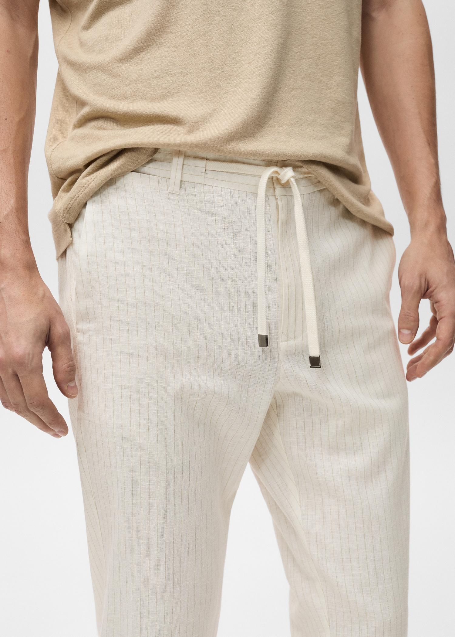 Pinstripe linen pants - Men | MANGO USA Product Image