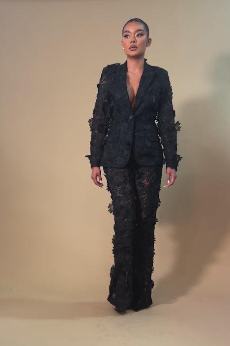 Denise Embroidered Blazer - Black Product Image