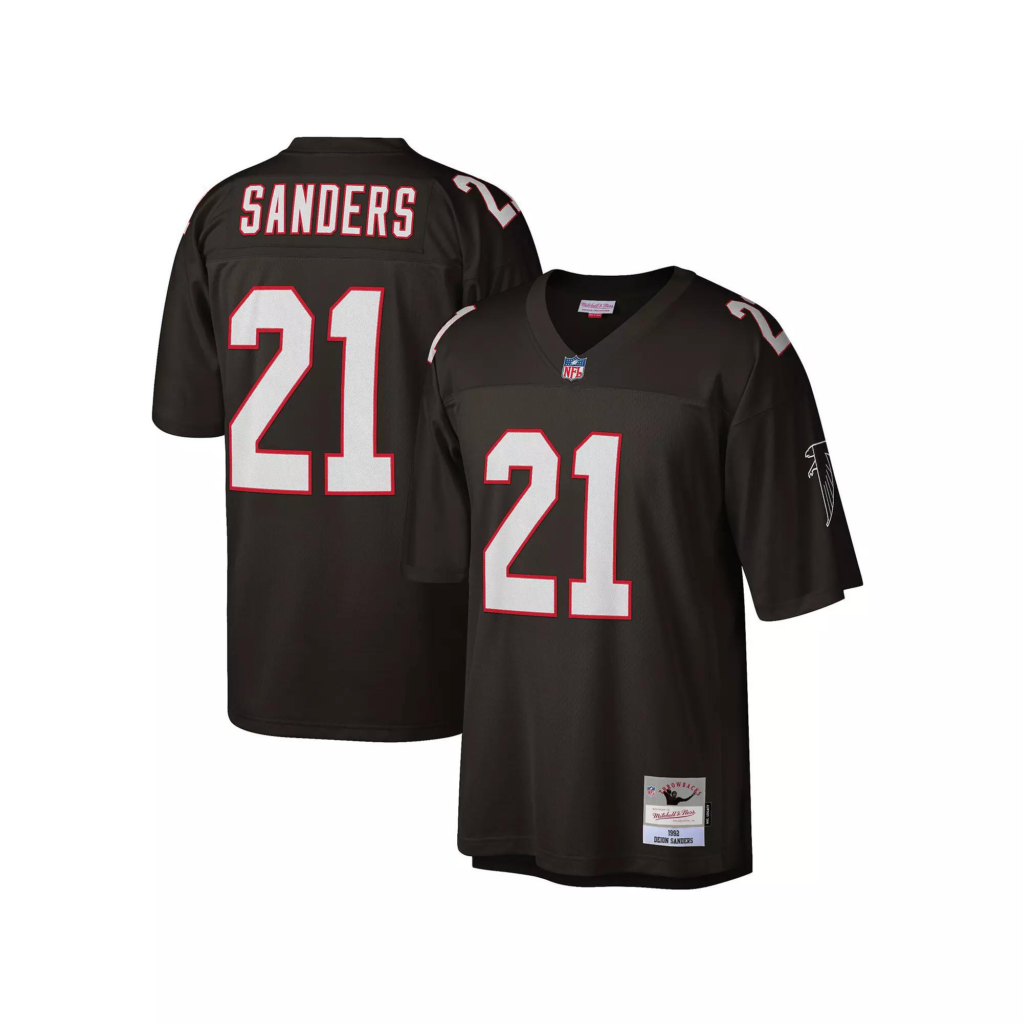 Men's Mitchell & Ness Deion Sanders Black Atlanta Falcons Big & Tall 1992 Retired Player Replica Jersey,  Product Image